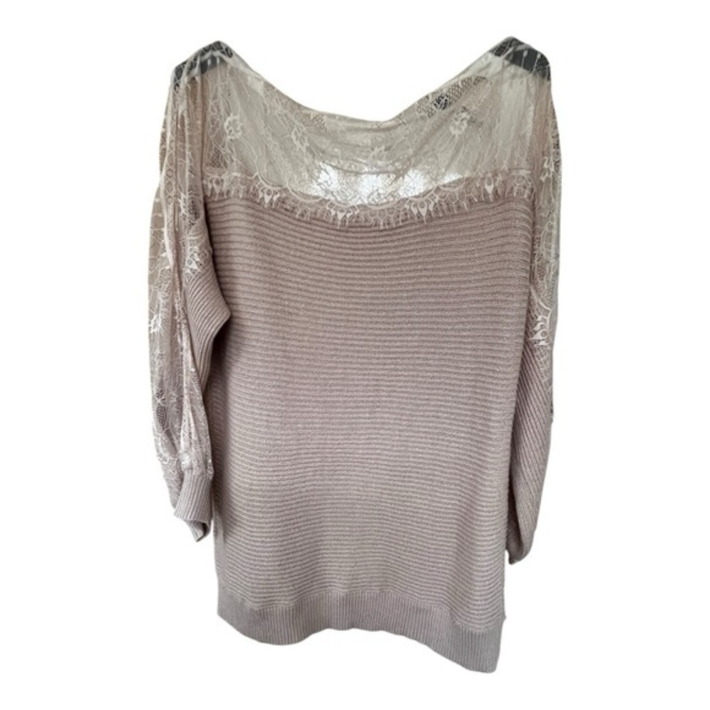 SHEIN Off-the-Shoulder Lace Sweater - Tan